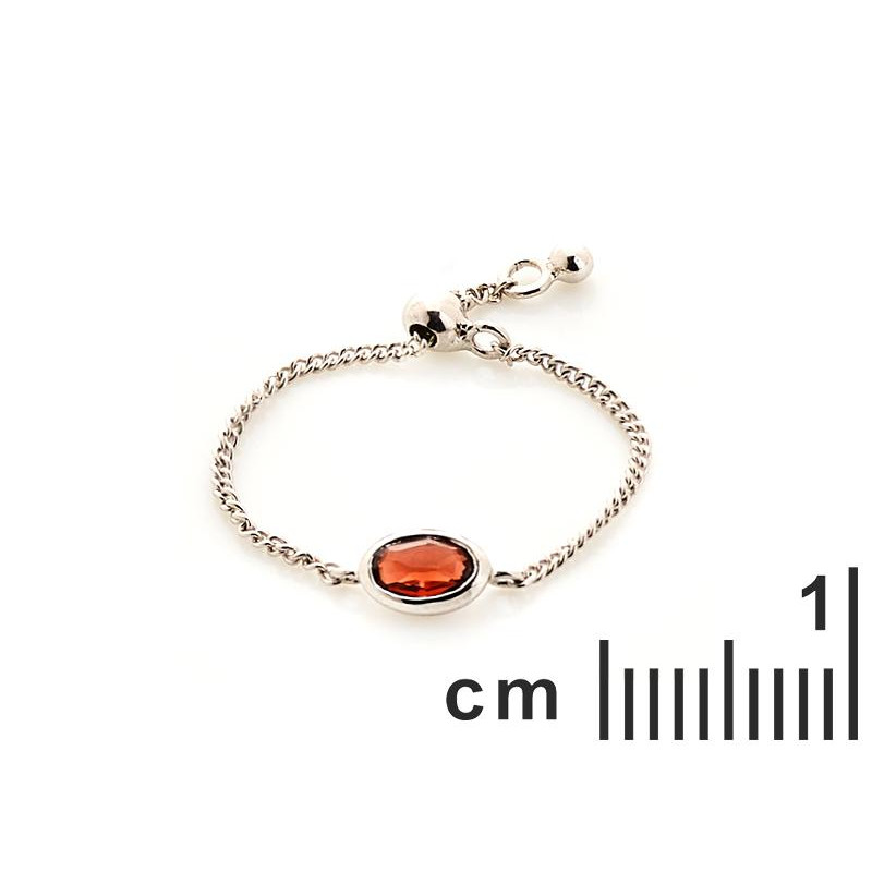 Anello ovale regolabile con granato rosso, per portare l'amore nel cuore — foto 2