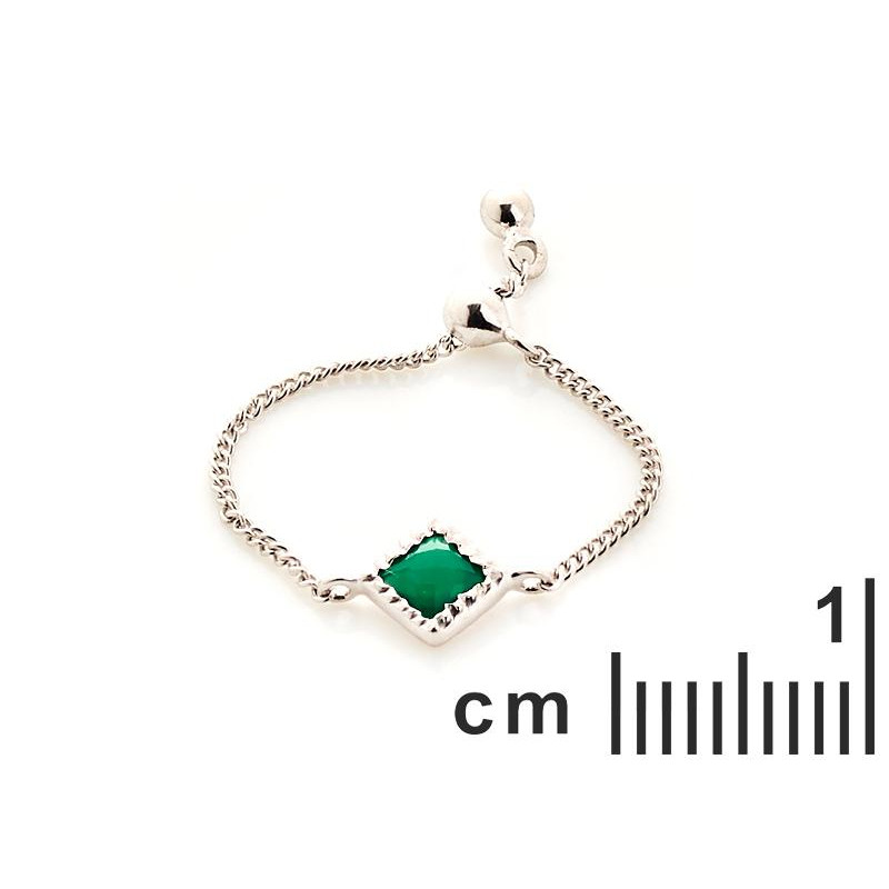 Anello quadrato regolabile con onice verde, per evocare natura pura — foto 2