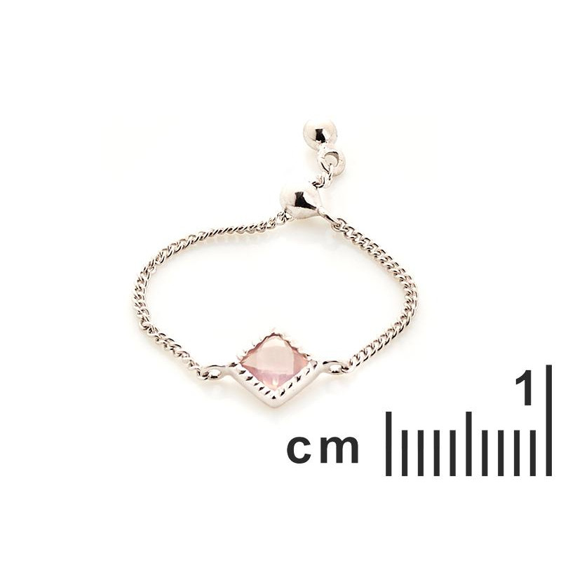 Anello quadrato regolabile con quarzo rosa, per onorare la tua essenza — foto 2