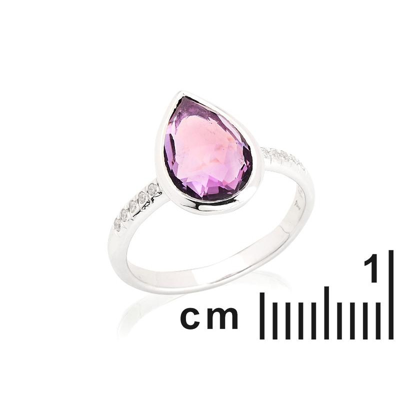 Anello goccia ametista e zirconio, per racchiudere l'essenza — foto 2