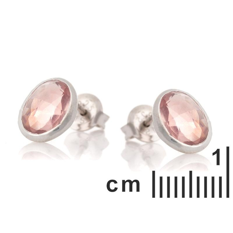 Orecchini in argento 925 rodiato con quarzo rosa naturale ovale, per custodire il tuo cuore — foto 2