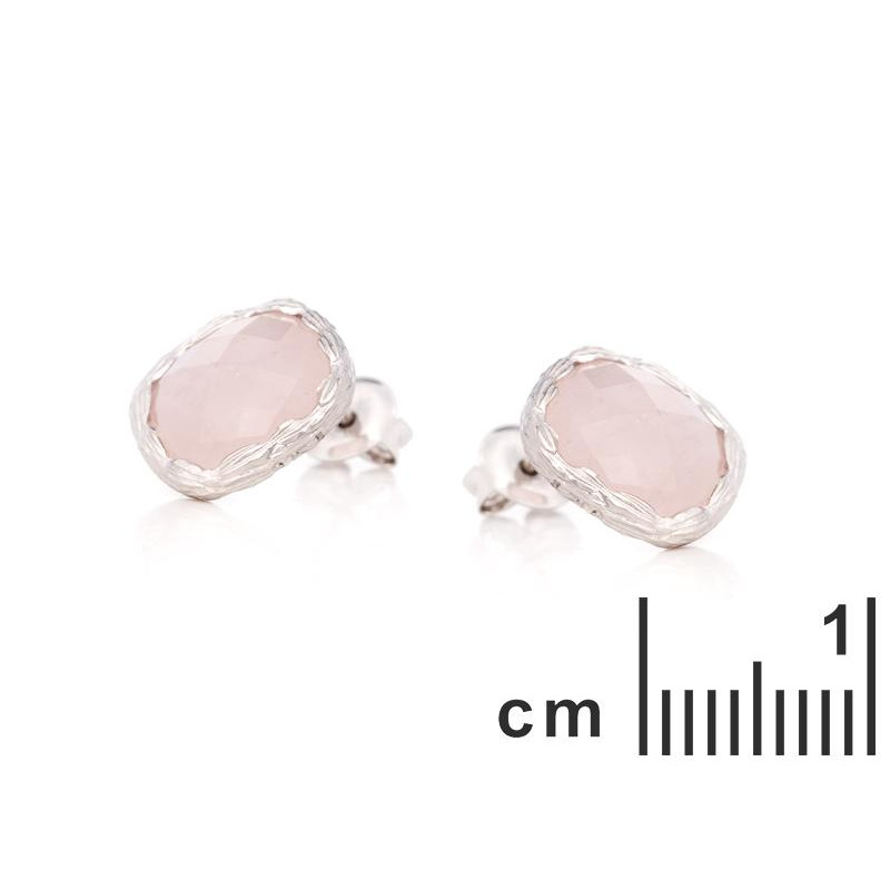 Orecchini a bottone con quarzo rosa, per portare dolcezza naturale — foto 2