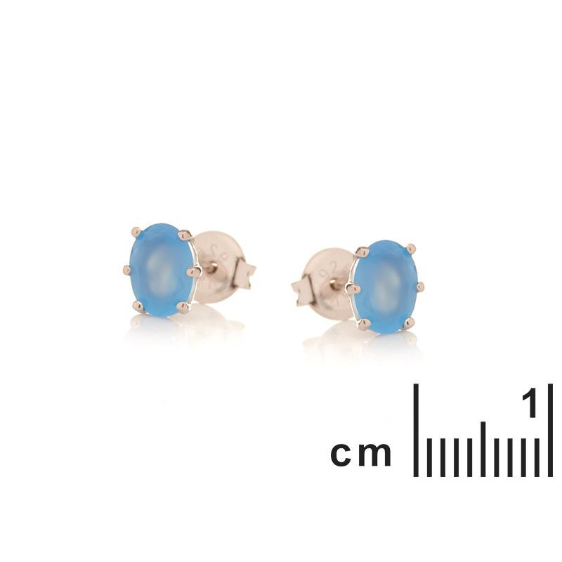 Orecchini in argento rodiato con calcedonio blu naturale, per custodire la tua serenità — foto 2