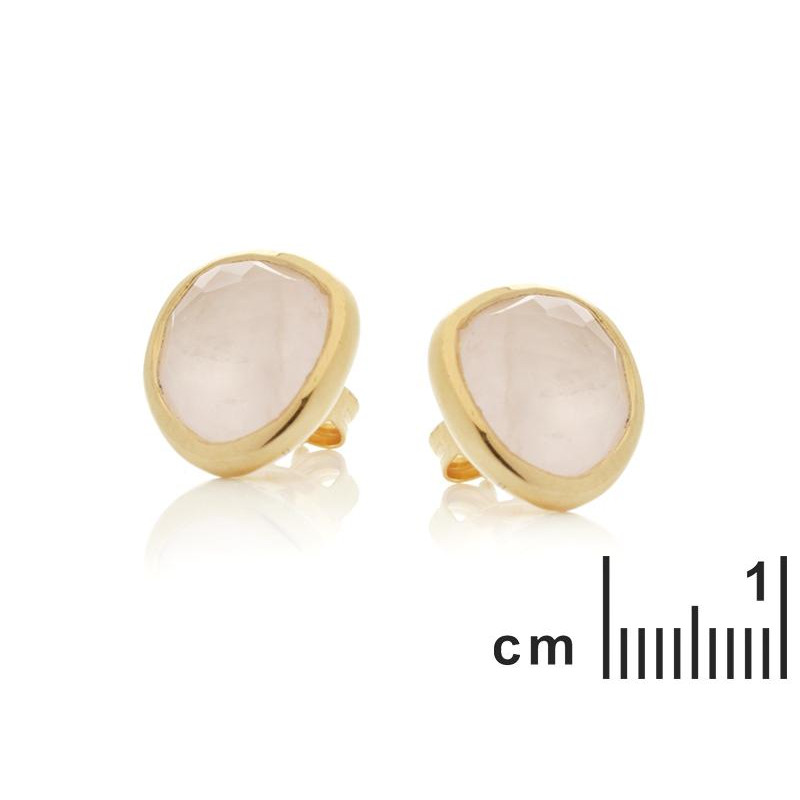 Orecchini in argento 925 dorato con quarzo rosa naturale, per ricordare il tuo cuore — foto 2