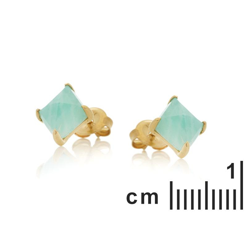 Orecchini in argento 925 dorato con amazzonite blu naturale, per ricordare la serenità — foto 2