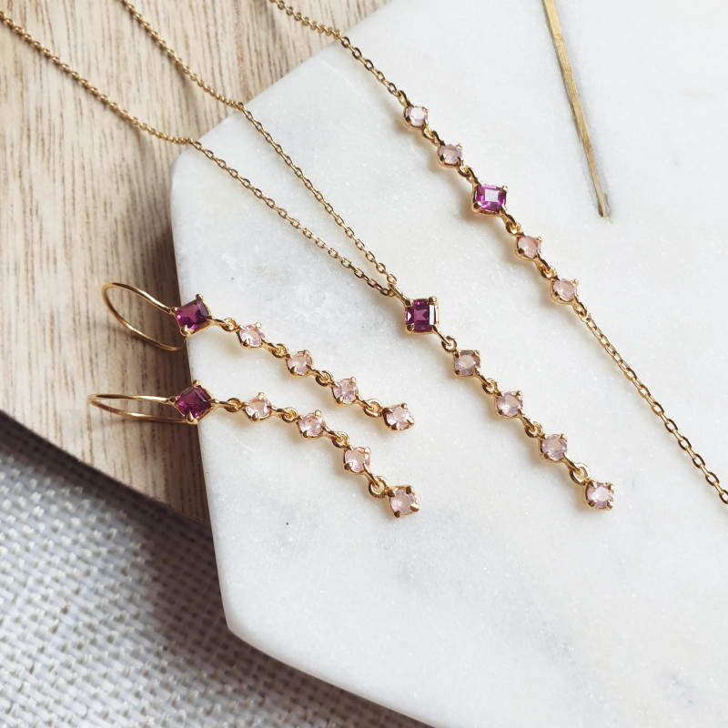 Bracciale granato e quarzo rosa, intensità dolcezza — foto 3