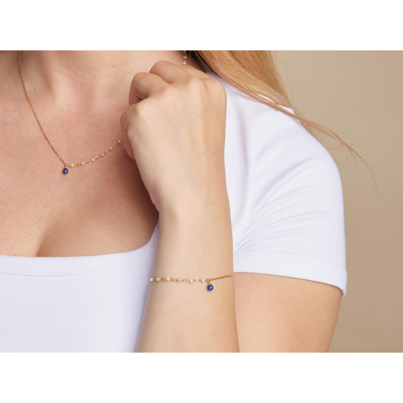 Bracciale in argento 925 con lapislazzuli e perle, per custodire la tua luce interiore — foto 3