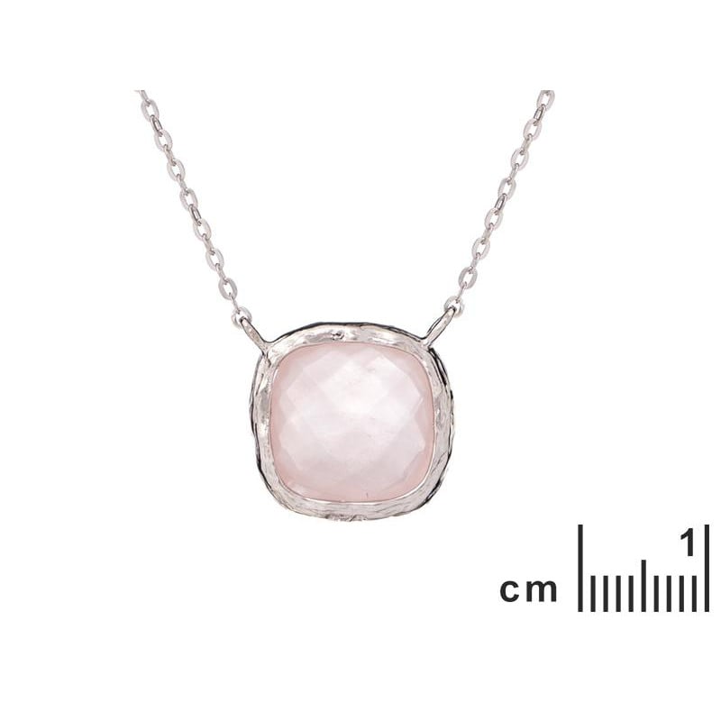 Collana in argento rodiato con quarzo rosa naturale, per accendere dolcezza nel cuore — foto 2