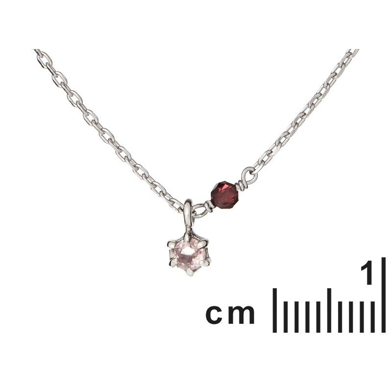 Collana in argento rodiato con quarzo rosa e granato, per celebrare l’amore — foto 2