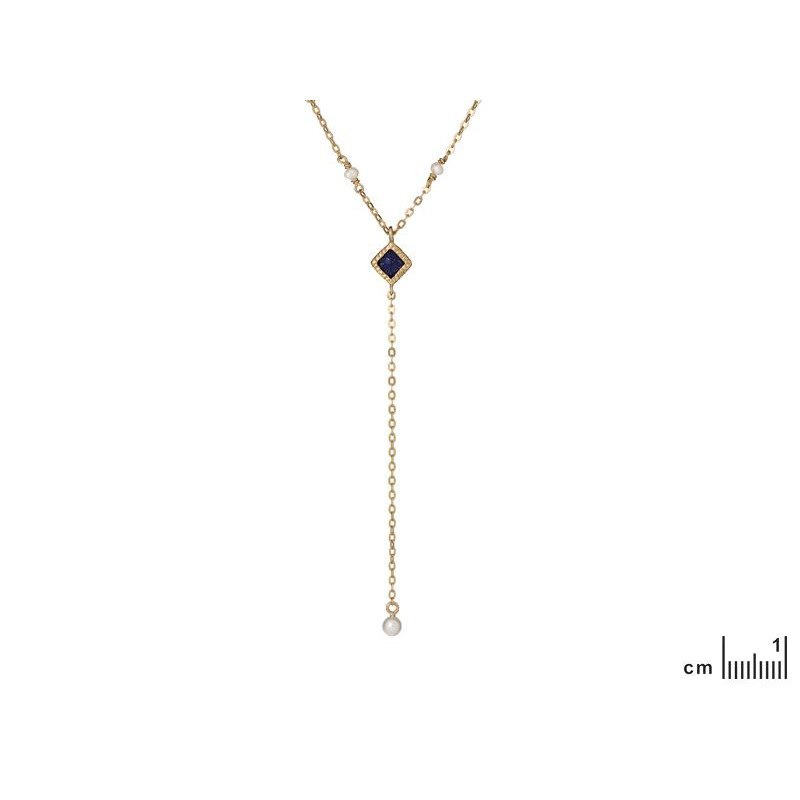 Collana in argento dorato con lapislazzuli e perle, per illuminare ogni tuo gesto — foto 2