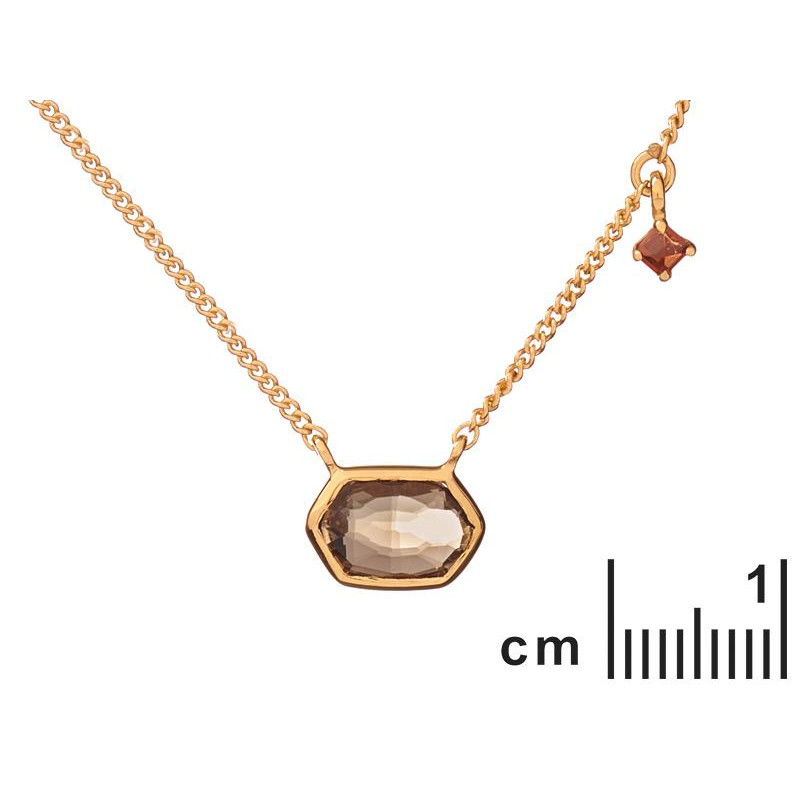 Collana in argento dorato con quarzo fumè e granato - ricorda la tua forza, per sostenere il tuo coraggio — foto 2