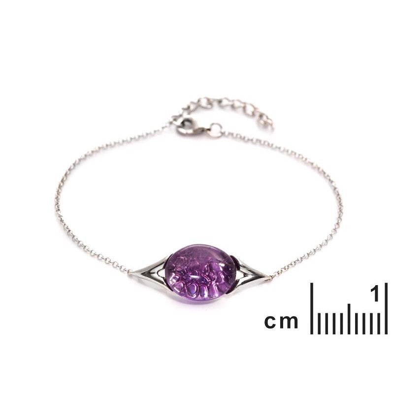 Bracciale in argento rodiato con ametista viola ovale, per celebrare la tua luce — foto 2