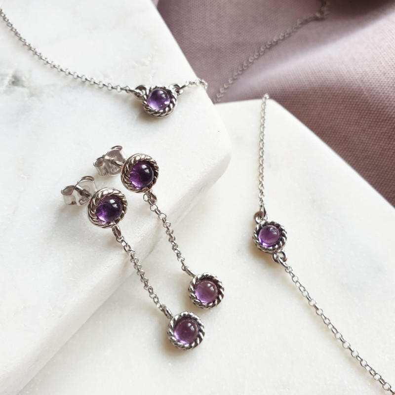 Collana tonda con ametista viola, per portare l'intensità — foto 4