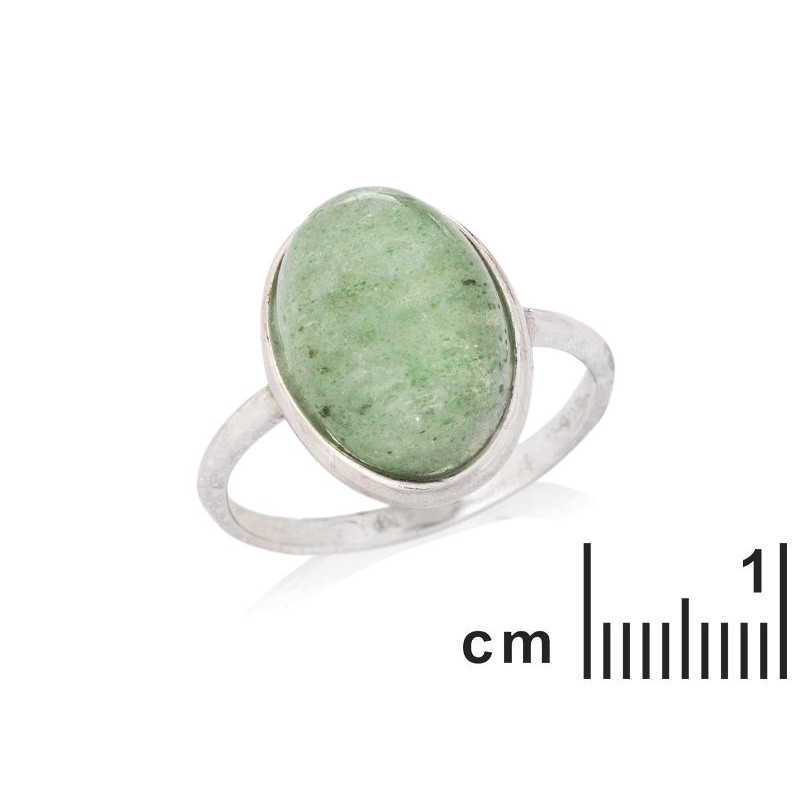 Anello con avventurina verde naturale ovale in argento 925 rodiato, per ricordare la natura dentro di te — foto 2