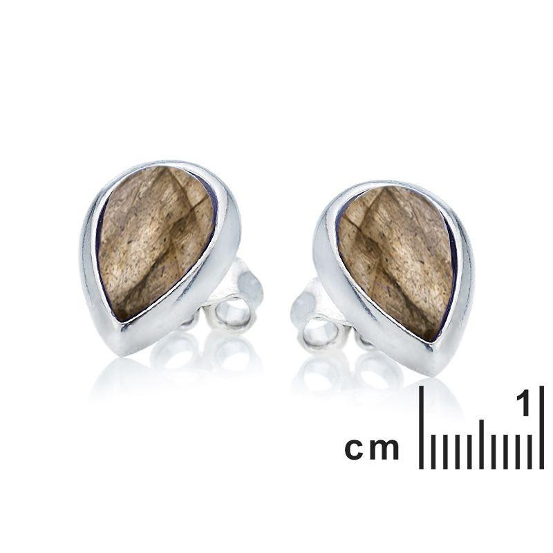 Orecchini a bottone goccia labradorite multicolore, ricordo indimenticabile — foto 2