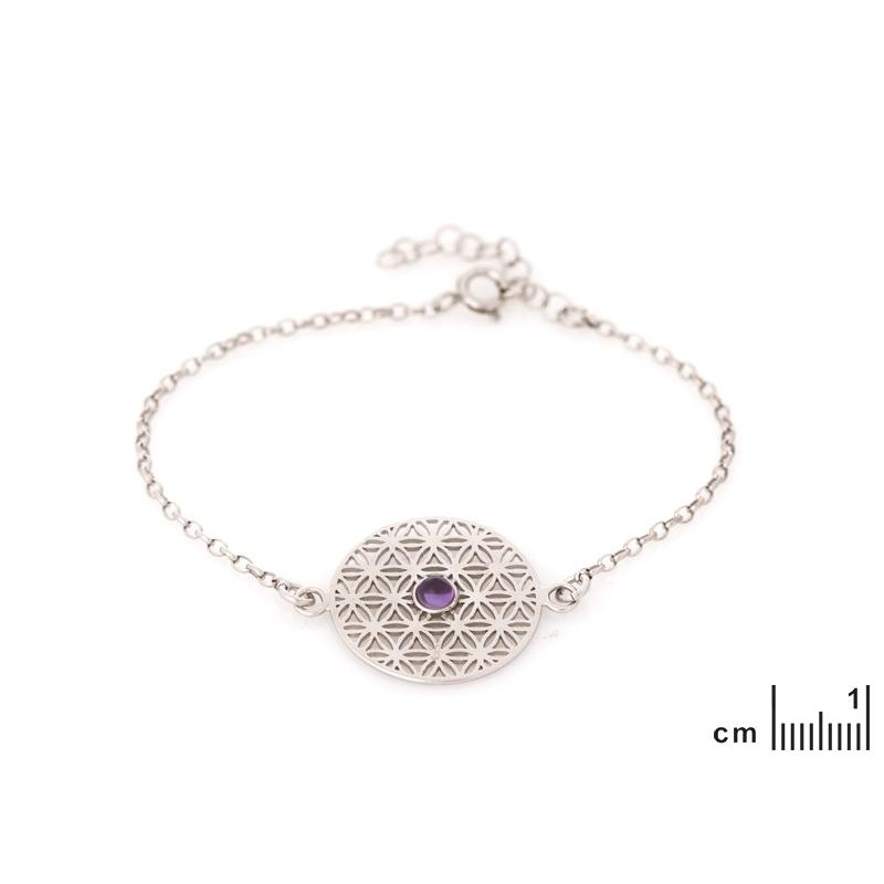 Bracciale fiore della vita con ametista viola, evoca il tuo equilibrio interiore — foto 2