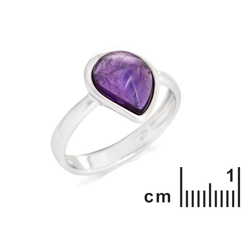 Anello in argento 925 rodiato con ametista viola naturale, per accendere — foto 2