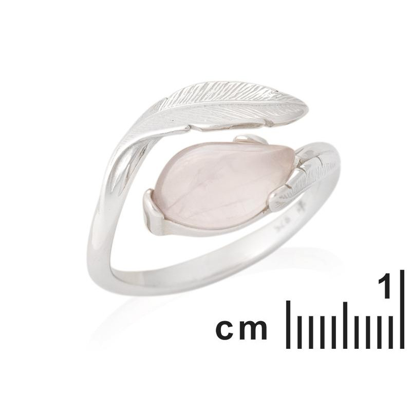 Anello in argento 925 rodiato con quarzo rosa naturale, per ricordare il tuo amore — foto 2