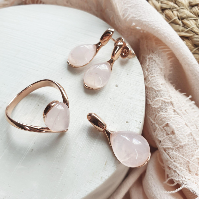 Ciondolo goccia quarzo rosa, per portare l'amore — foto 3