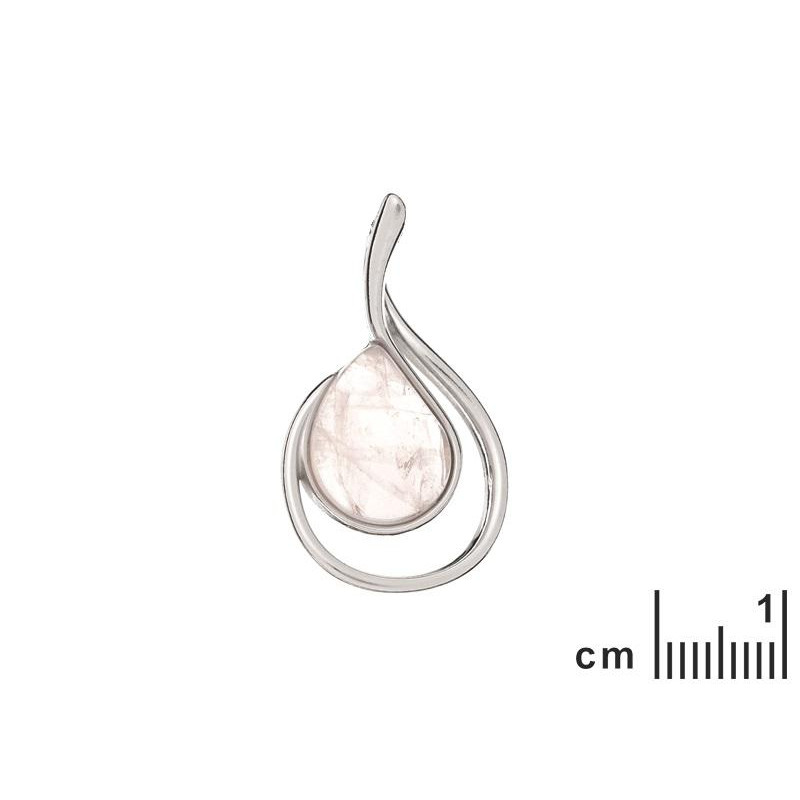 Ciondolo di quarzo rosa su argento 925 rodiato, 3 cm, per custodire il tuo amore — foto 2