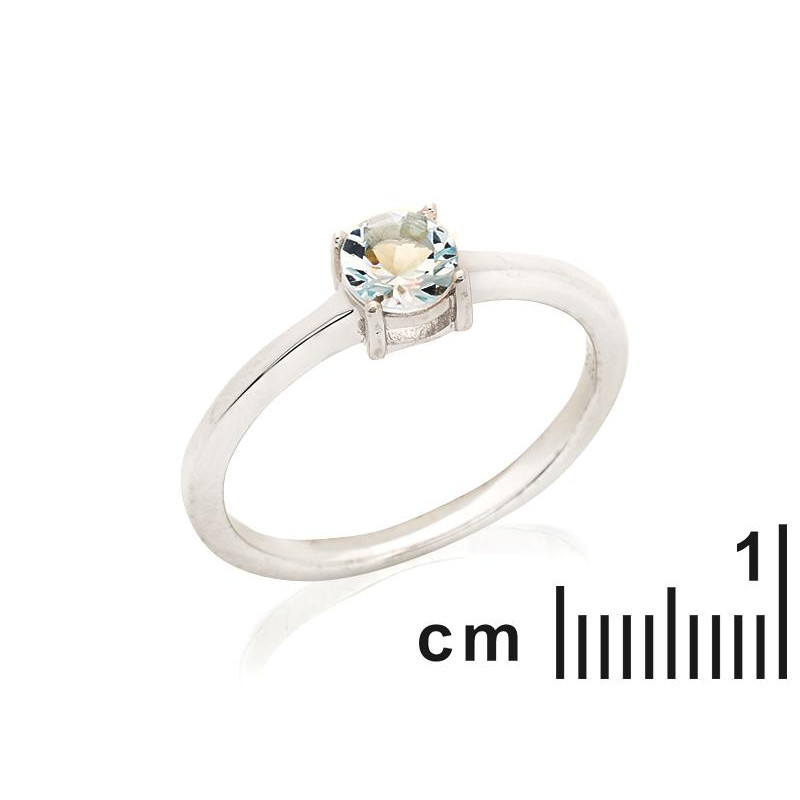 Anello con acquamarina blu naturale in argento rodiato, per mantenere la semplicità — foto 2