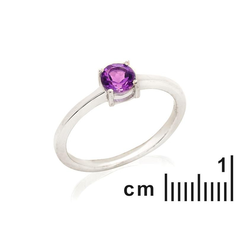 Anello tondo con ametista viola naturale, per portare l'incredibile — foto 2