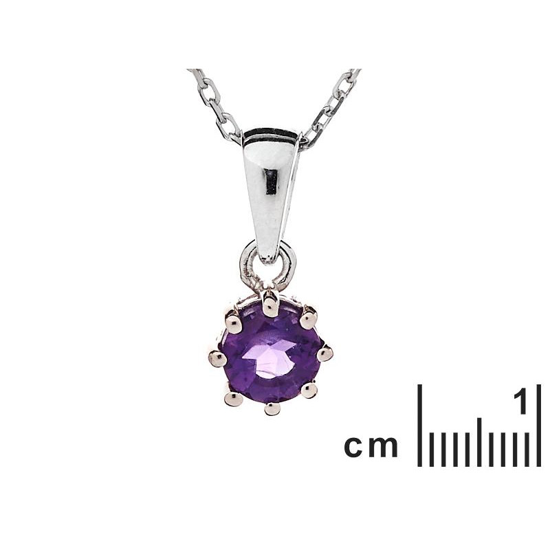 Ciondolo in argento rodiato con ametista viola - Serenità interiore custodita — foto 2