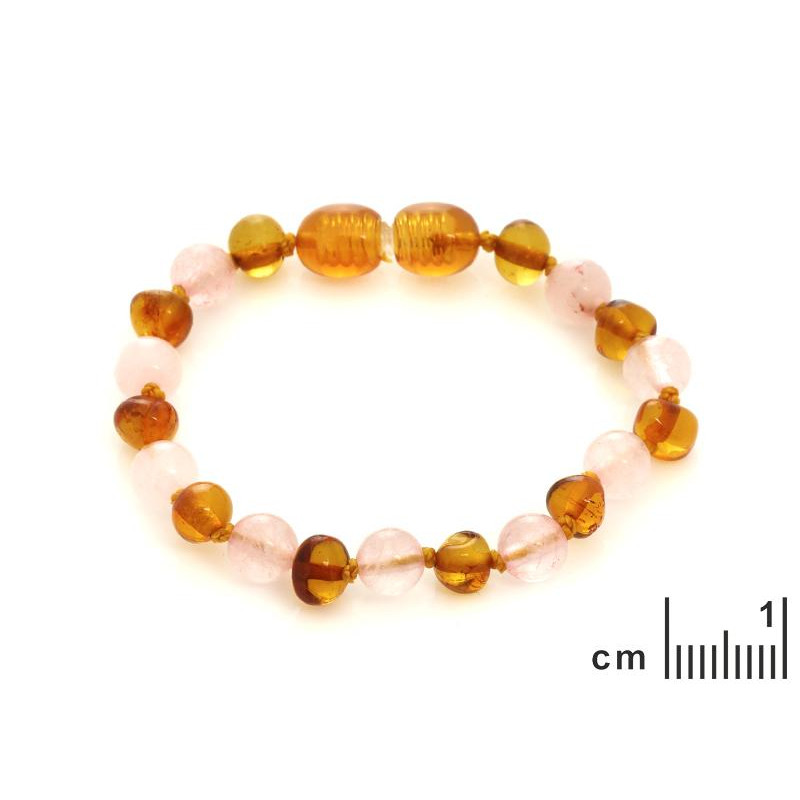 Bracciale di ambra e quarzo rosa per bambini, per custodire la dolcezza dell’infanzia — foto 2