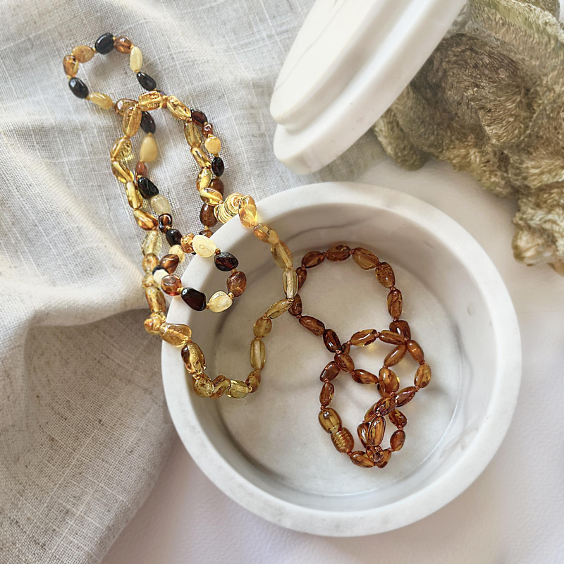 Collana per bebè ambra miele d'oliva, protezione naturale — foto 3