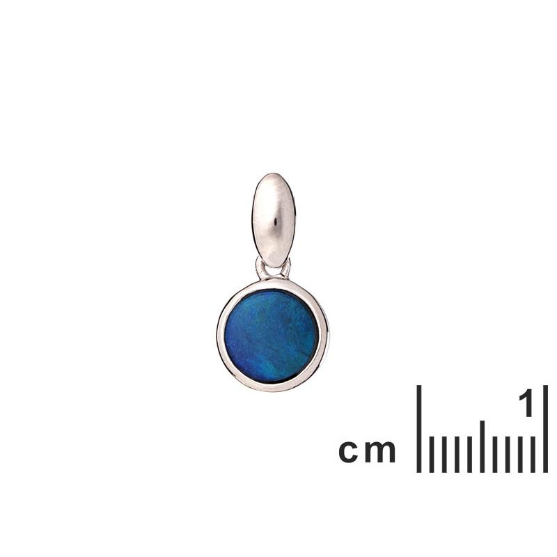 Ciondolo rotondo in argento 925 rodiato con opale blu doppietto, per custodire la serenità — foto 2