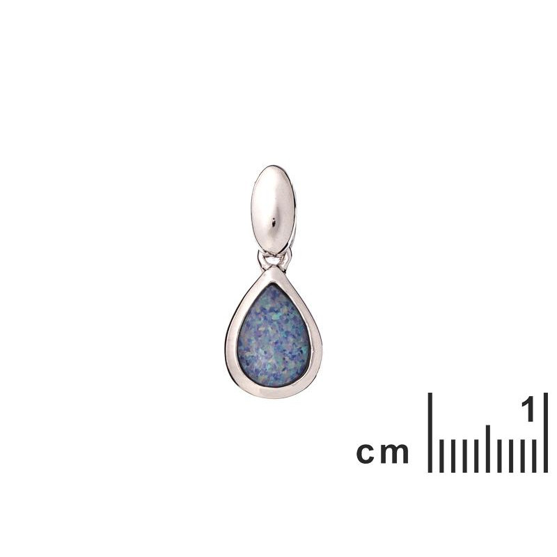 Pendente goccia in opale blu su argento 925 rodiato, per custodire un sogno — foto 2