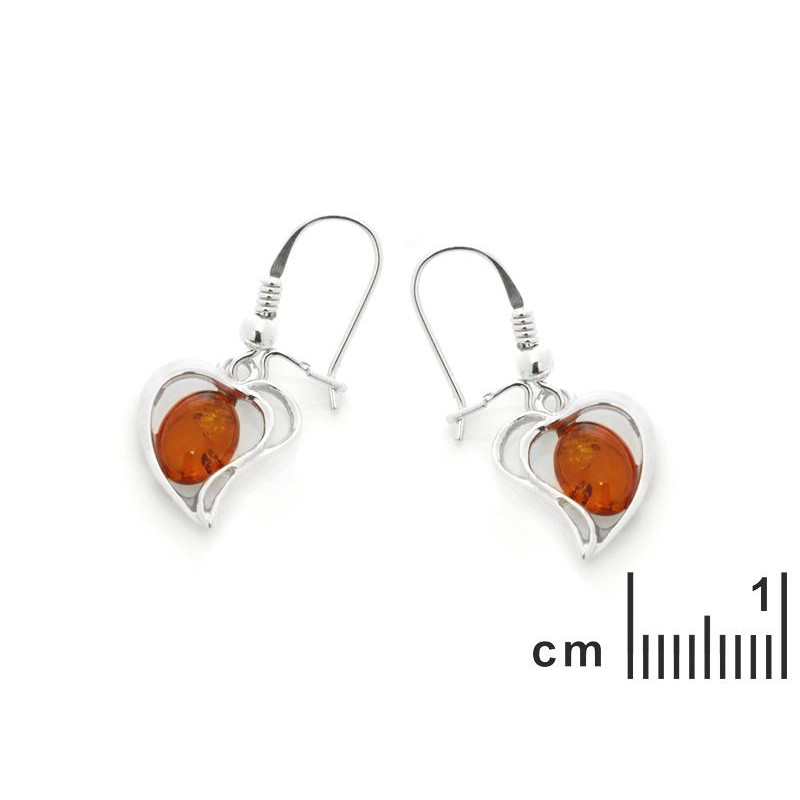 Orecchini cuore ambra cognac, amore duraturo — foto 2