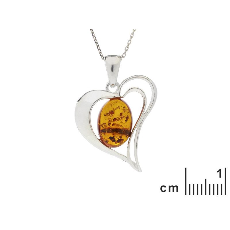 Ciondolo cuore ambra cognac, per raccontare la tua storia — foto 2