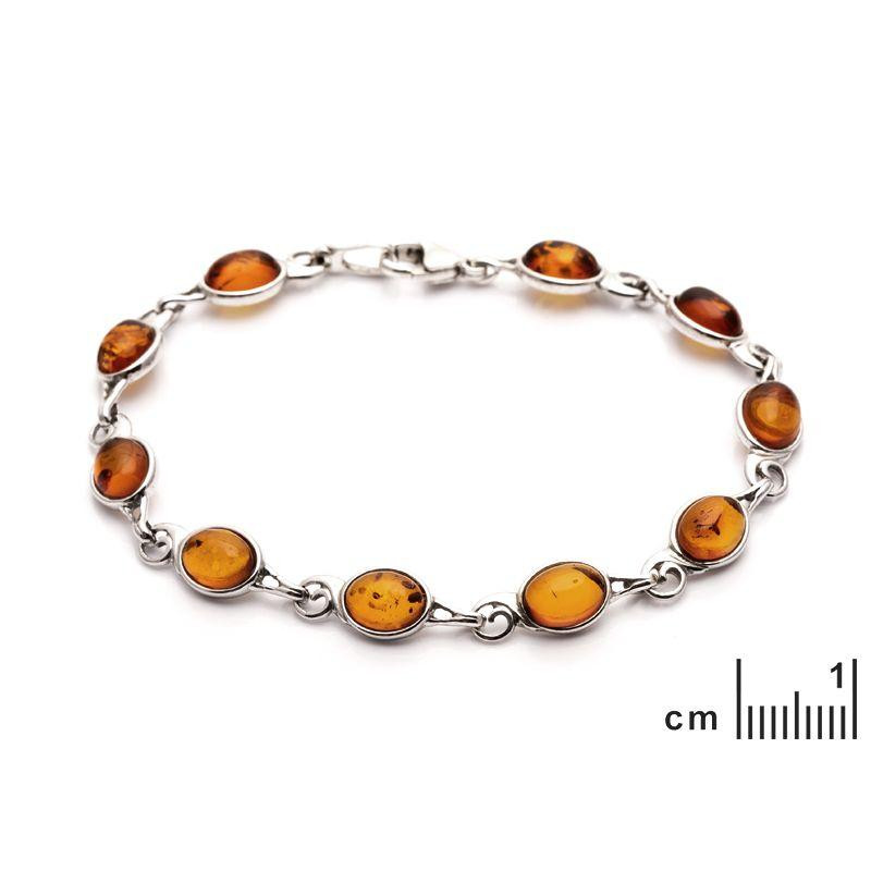 Bracciale in argento rodiato con ambra cognac ovale, per custodire la tua luce interiore — foto 2