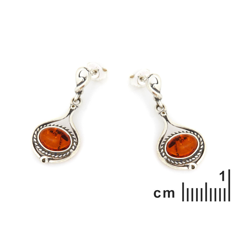 Orecchini pendenti con ambra naturale cognac e argento antico per un tocco elegante e raffinato — foto 2