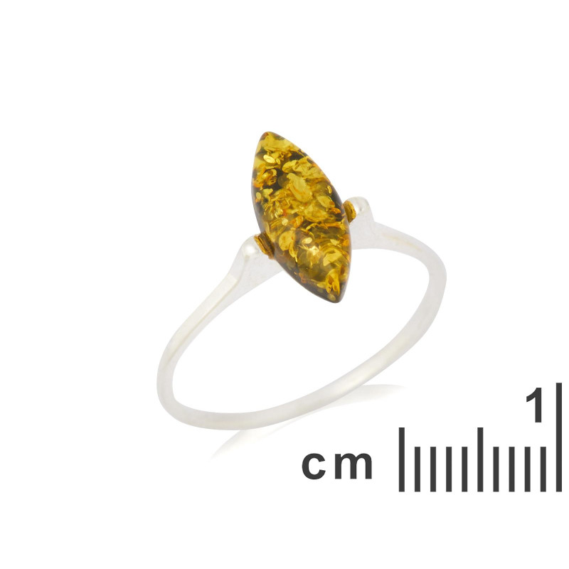 Anello in argento rodiato con ambra verde del Mar Baltico, per custodire la tua luce — foto 2