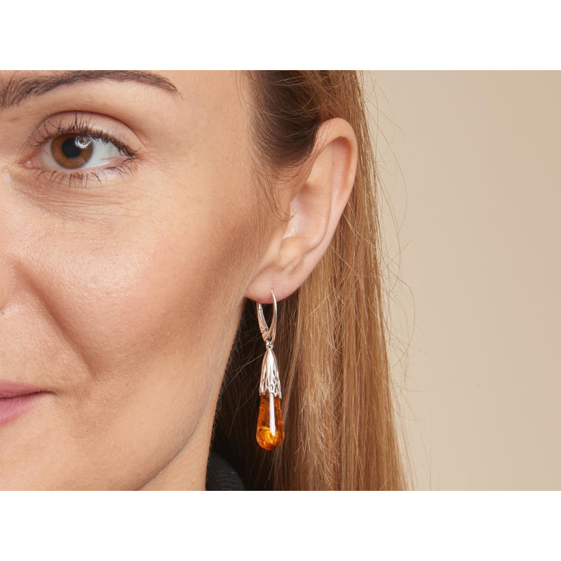 Orecchini ambra cognac, ricordo dolce del passato — foto 3