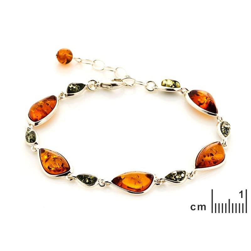 Bracciale in argento rodiato con ambra multicolore, per custodire la luce dei ricordi — foto 2