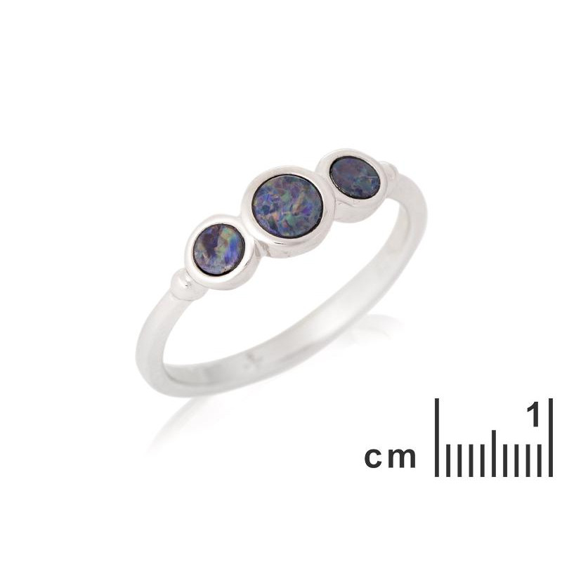 Anello con opale blu australiano in argento 925 rodiato, per custodire la tua serenità — foto 2