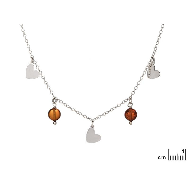 Collana in argento 925 rodiato con ambra cognac, 40 cm, per custodire il tuo splendore — foto 2