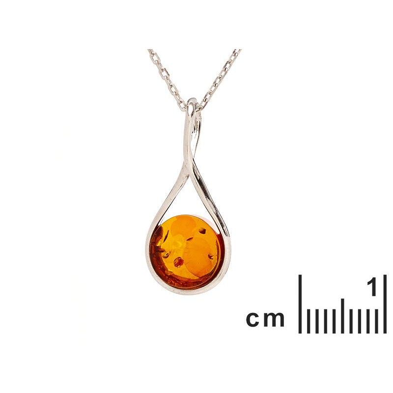 Ciondolo in argento 925 rodiato con ambra tonda cognac, per custodire la tua luce — foto 2