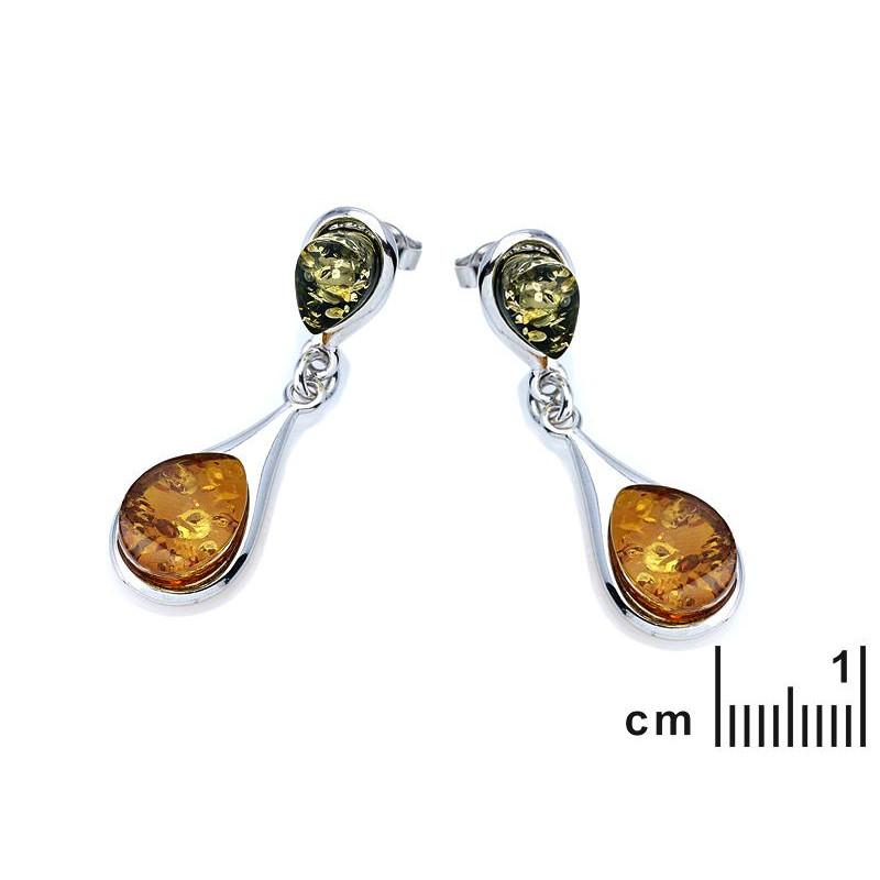 Orecchini pendenti in argento rodiato con ambra cognac, per custodire la tua luce — foto 2