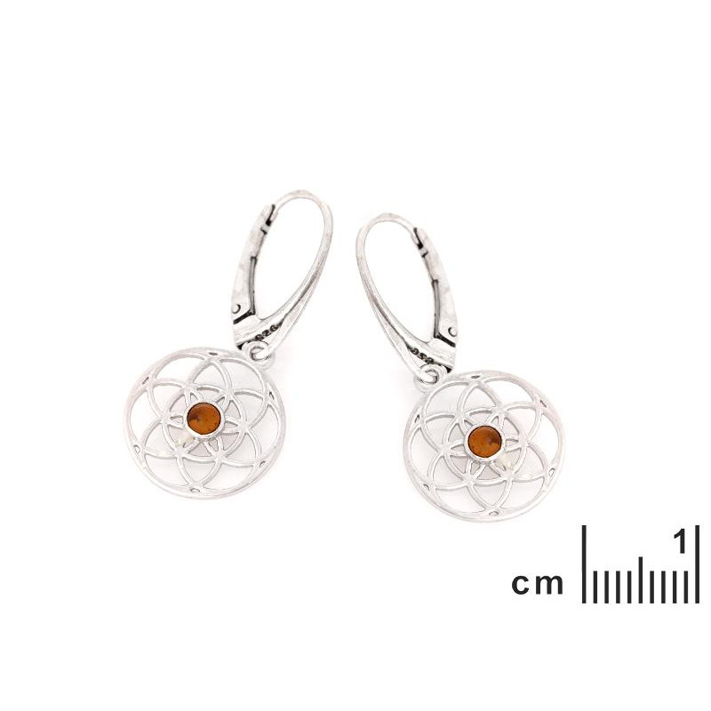 Orecchini fiore della vita ambra cognac, per onorare i momenti speciali — foto 2