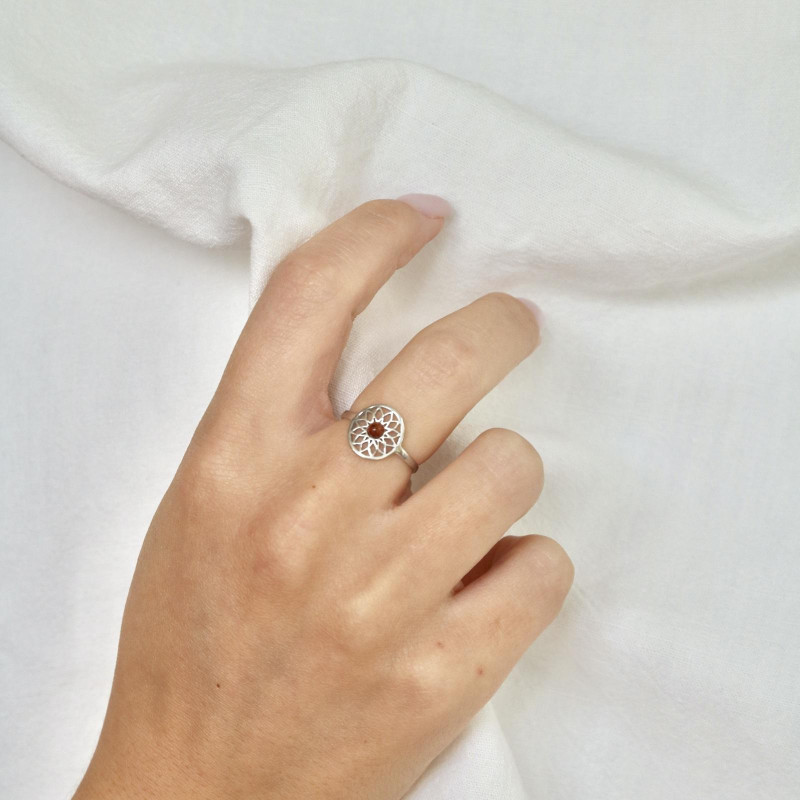 Anello fiore della vita ambra cognac, per evocare i tuoi momenti più dolci — foto 3