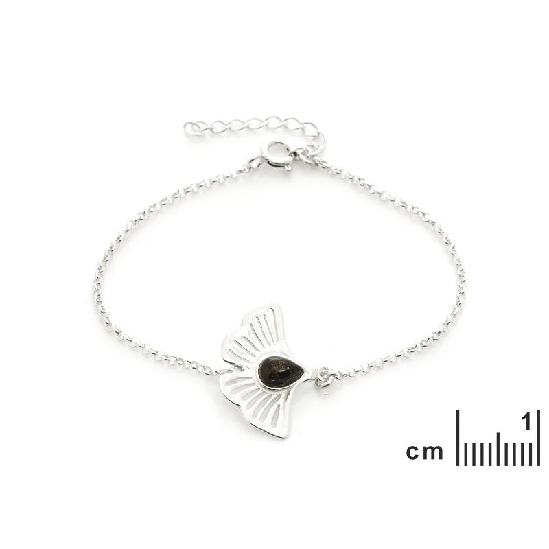Bracciale Gingko con ambra verde, memoria antica — foto 2