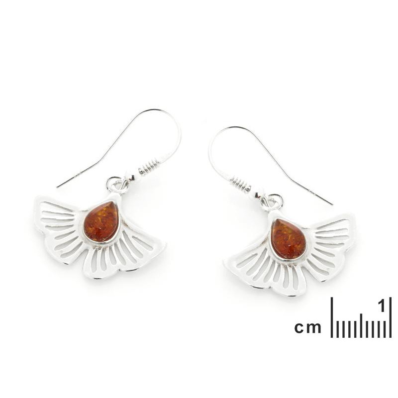 Orecchini con ginepro e ambra cognac, in argento 925 rodiato, per portare con te un tocco di eleganza — foto 2
