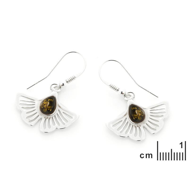 Orecchini Gingko con ambra verde, per portare l'antico sage — foto 2