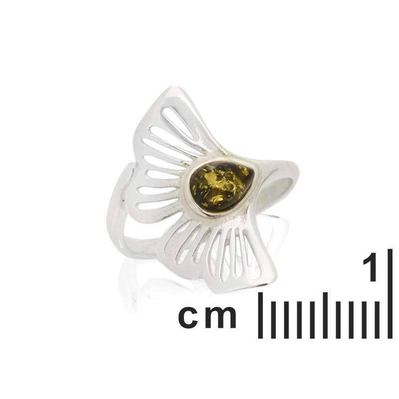Anello Gingko, Ambra verde naturale, Per conservare i ricordi — foto 2