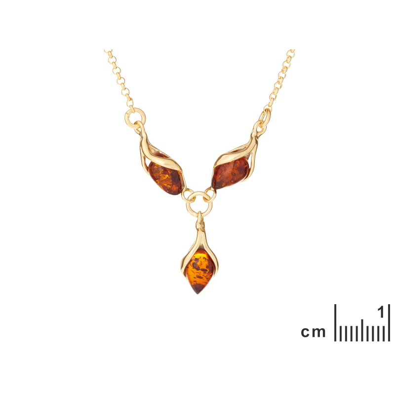 Collana in argento dorato 925 con ambra cognac, 42 cm + 3 cm, per custodire la — foto 2