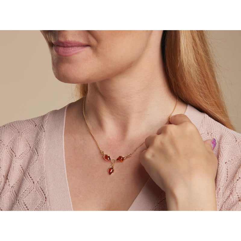 Collana in argento dorato 925 con ambra cognac, 42 cm + 3 cm, per custodire la — foto 3